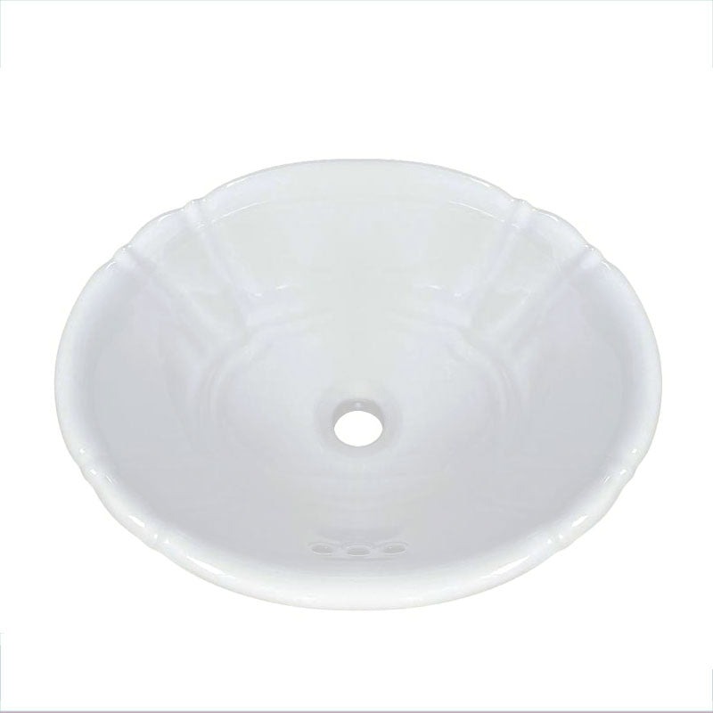 Blue & White Roses Fluted Drop-in Painted Sink