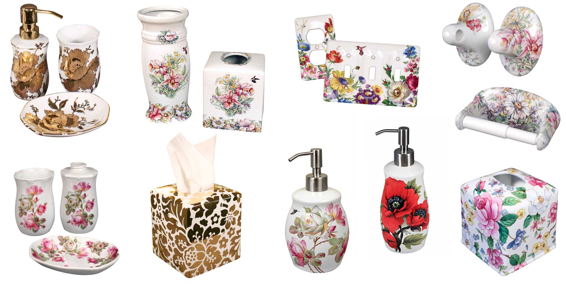 hand-painted porcelain bathroom accessories by decorated bathroom company