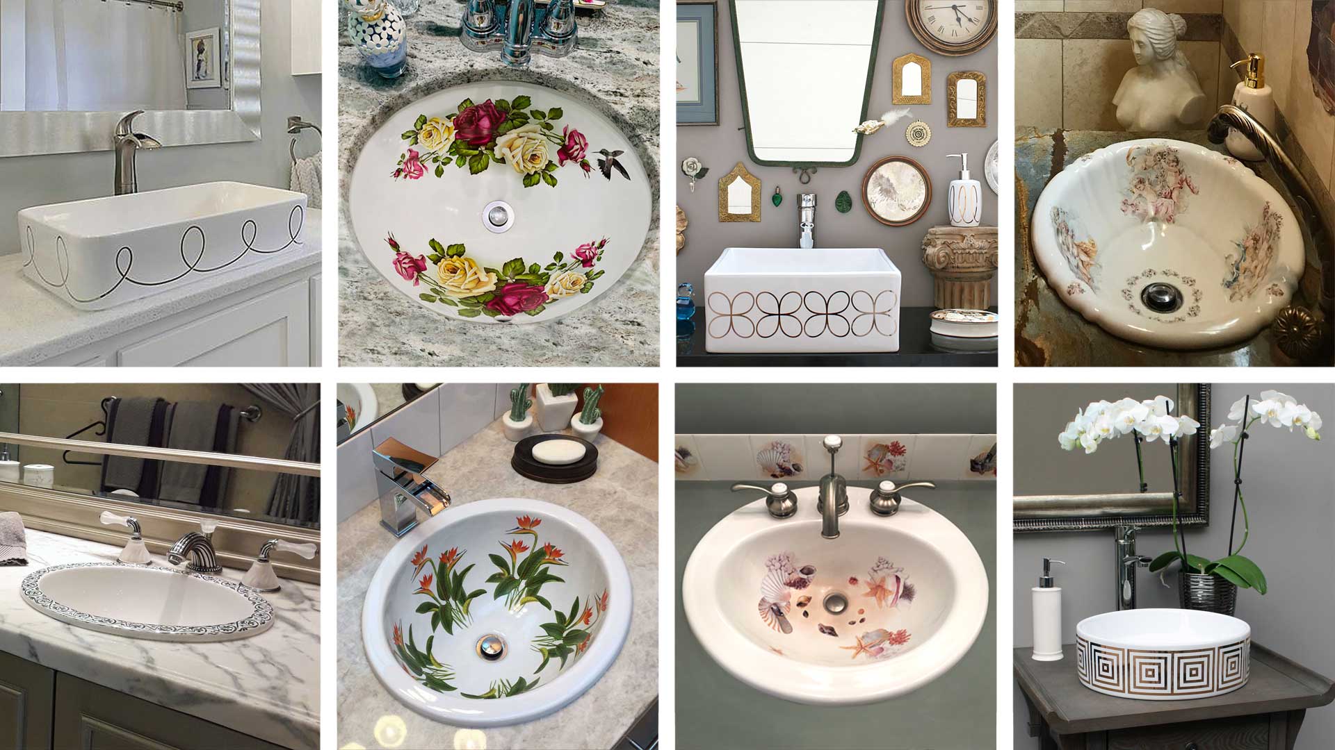 design ideas for your bathroom or powder room using our painted sinks
