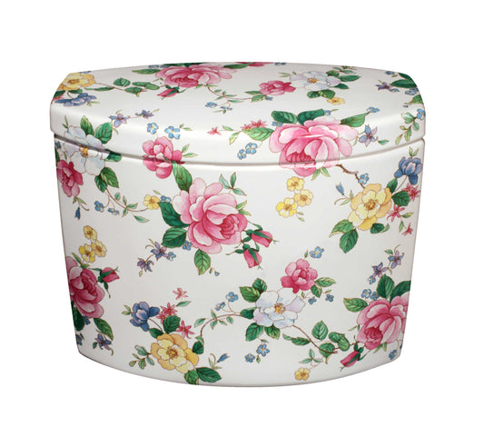 Pink and white chintz roses painted on Kohler Toilet Tank