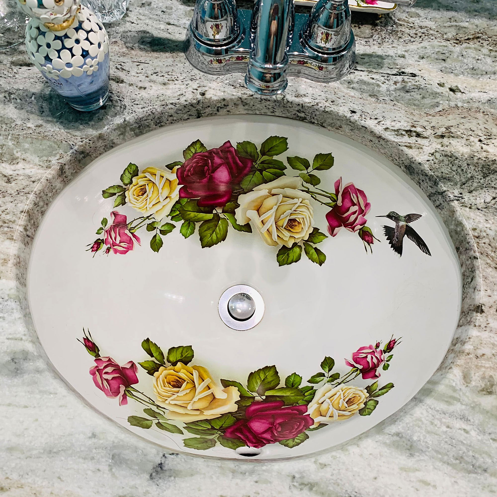eden roses painted undermount bathroom sink