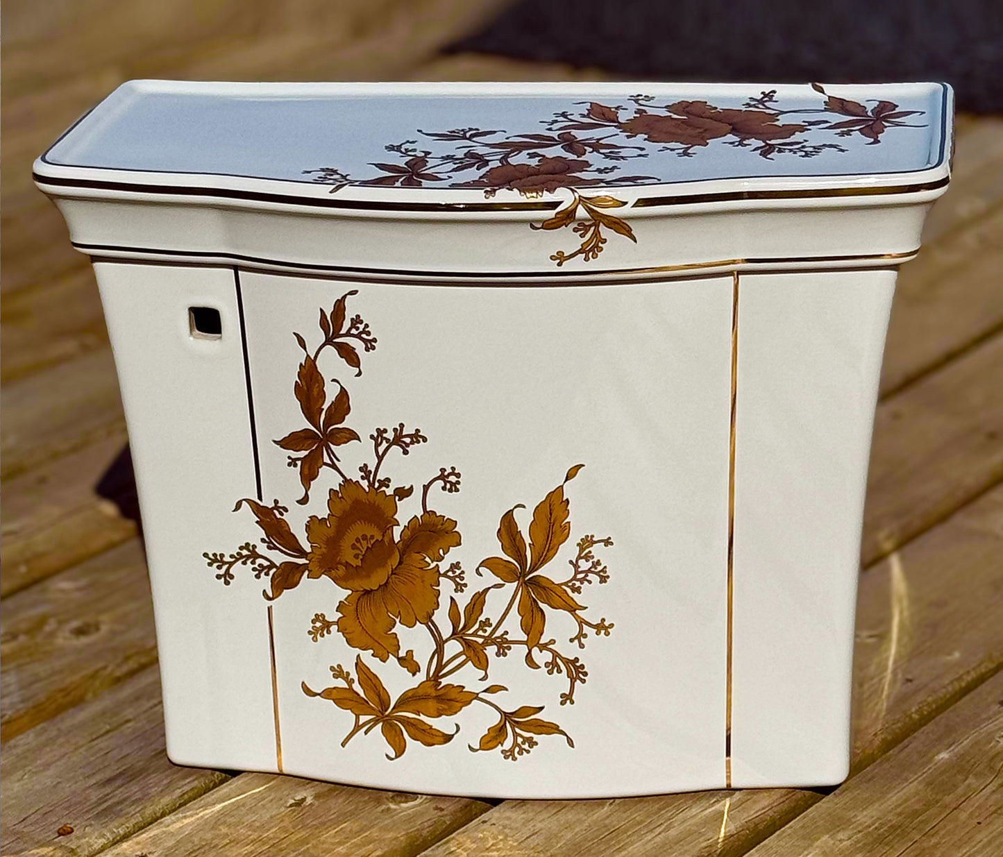 Girl Orchids Painted Toilet Tank & Lid