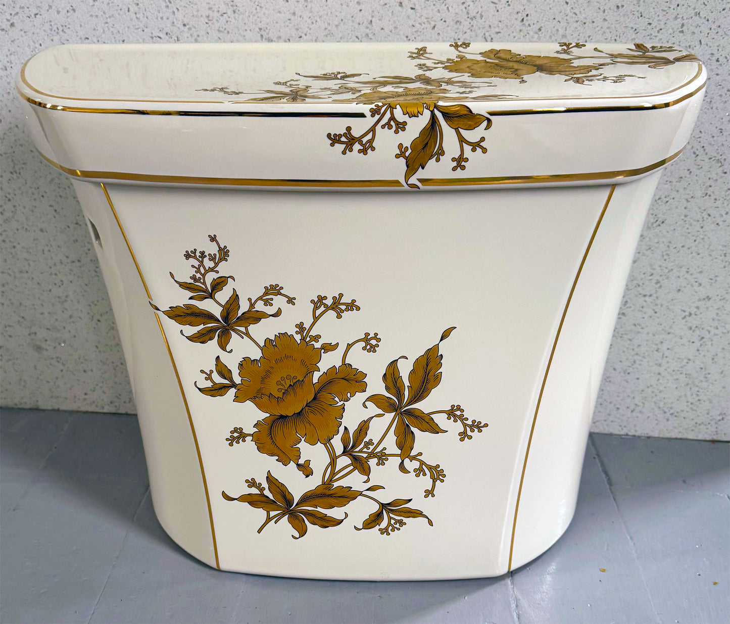 Girl Orchids Painted Toilet Tank & Lid