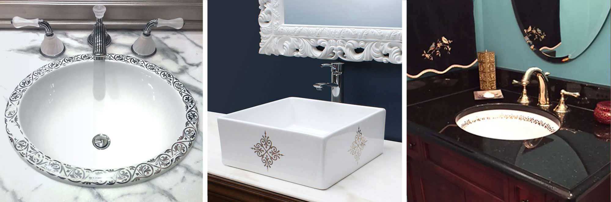 decorated bathroom ideas with painted sinks