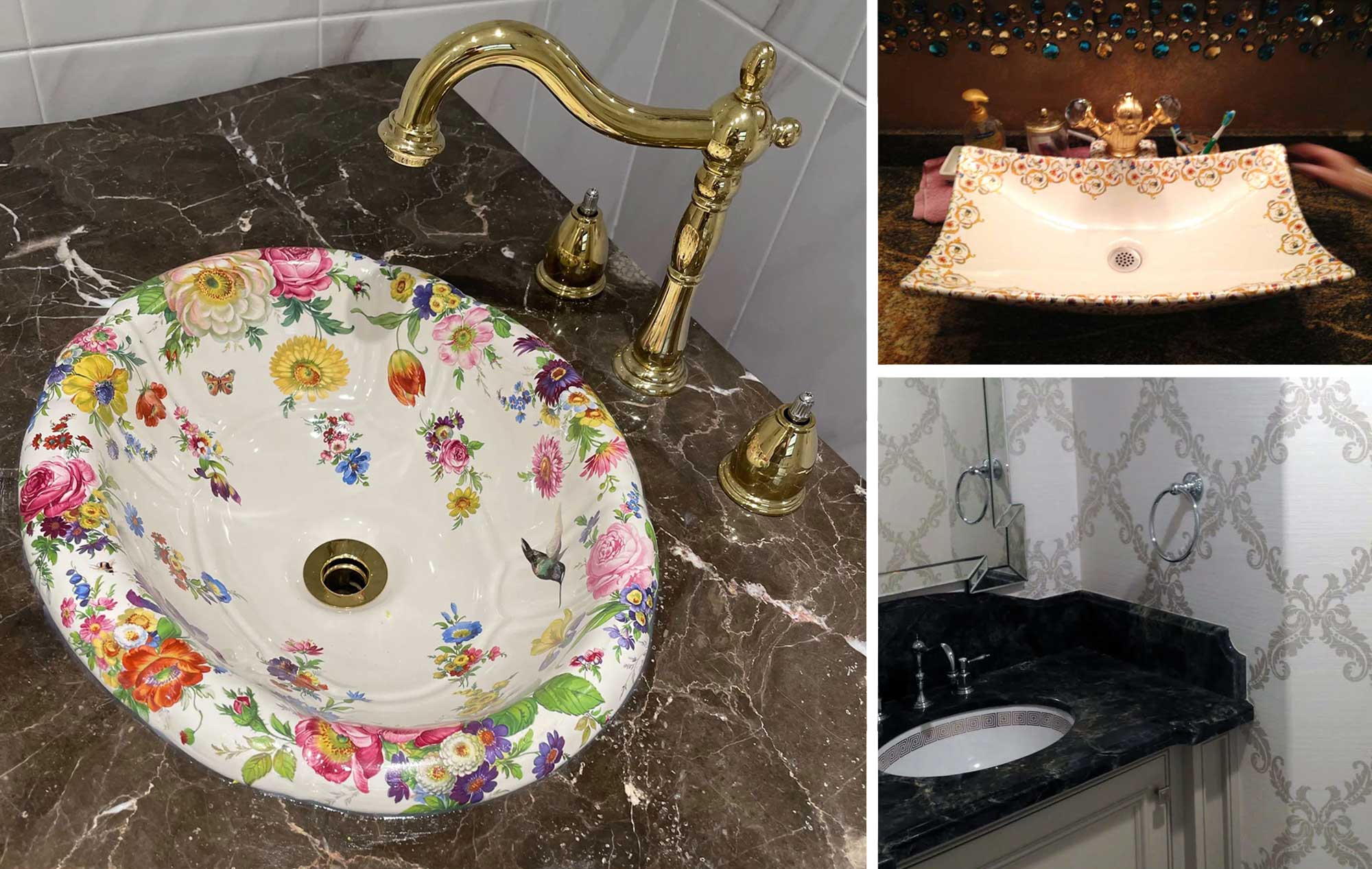 Unique bathroom decoration ideas with hand painted sinks and basins.