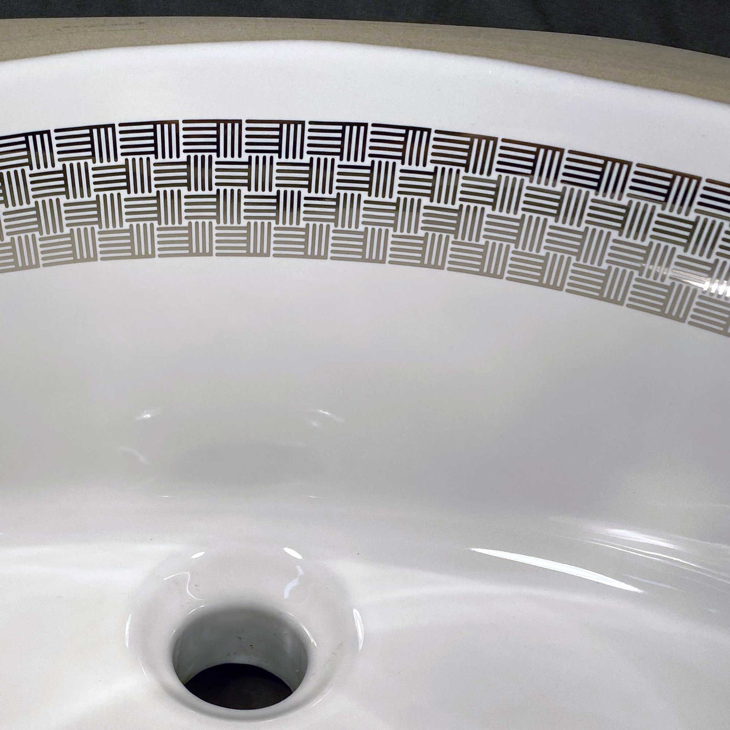 Basket Weave Platinum Border Painted Sink Sale