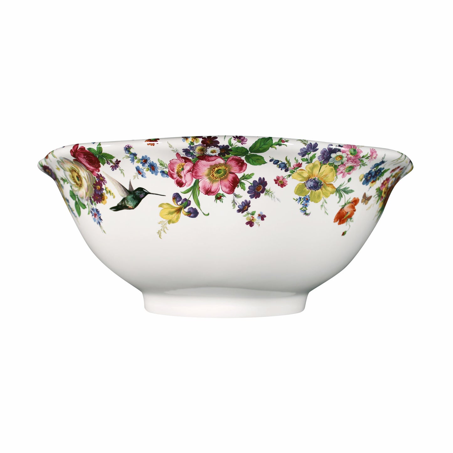 front view of painted flower vessel sink