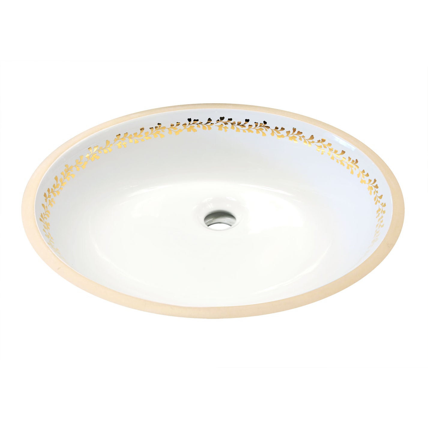 Small Fancy Gold Border Undermount Decorated Bathroom Sink ...