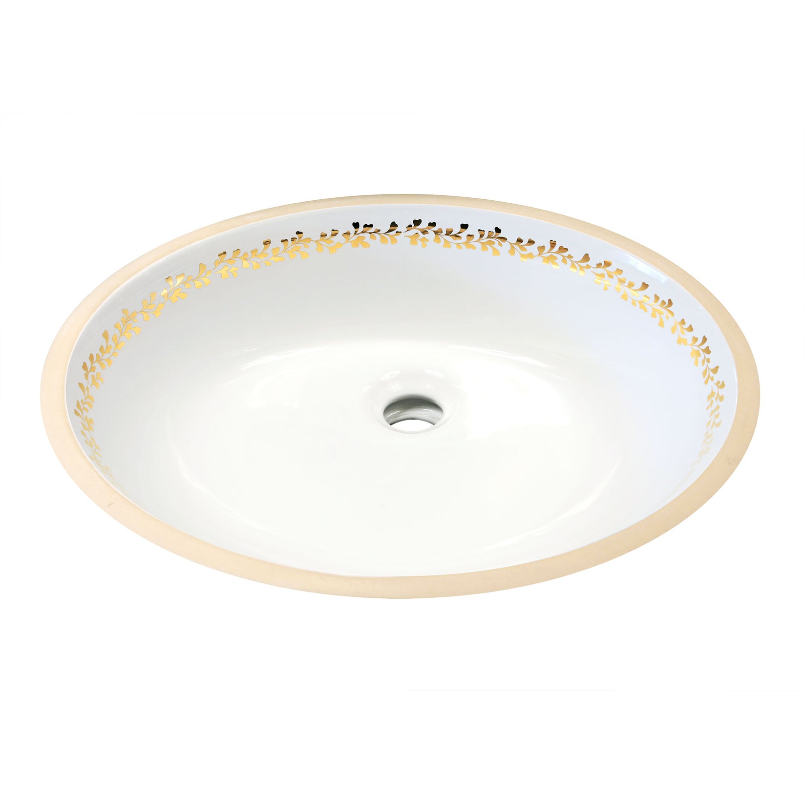 Small Fancy Gold Border Undermount Decorated Bathroom Sink ...