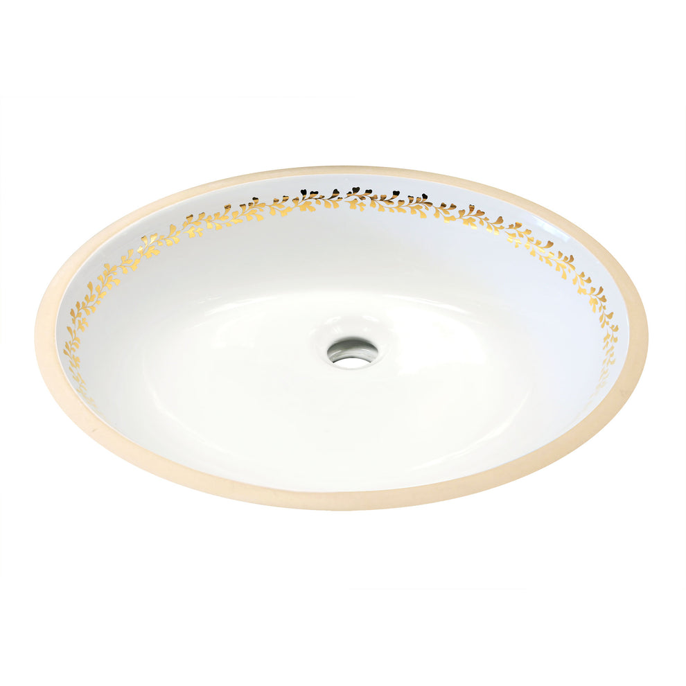 Small Fancy Gold Border Undermount Decorated Bathroom Sink ...