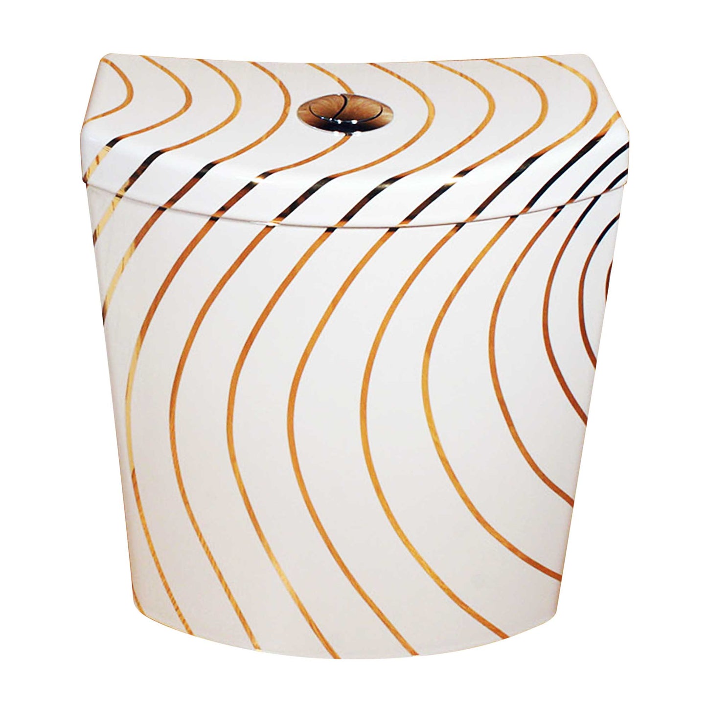 really cool kohler toilet painted with gold swirling lines design