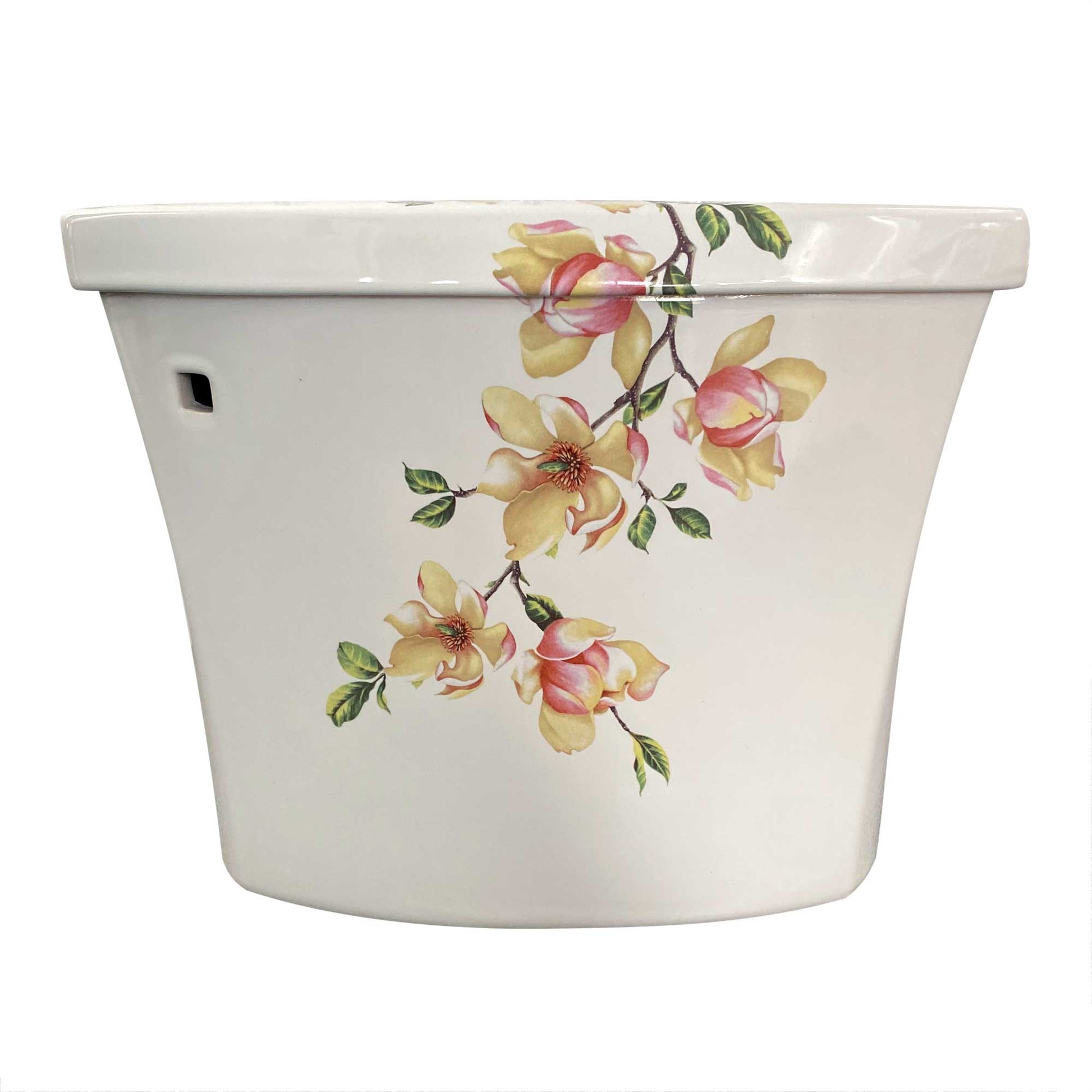 Contemporary Kohler toilet custom painted with Magnolia flowers